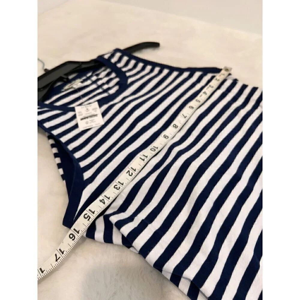 New J. Crew Size S Navy and White Striped Tie Back Knit Midi Dress BR906